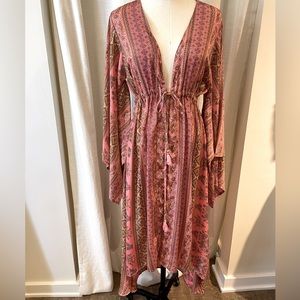 BNWOT-Pink Print Silk Kimono, Jacket or Coverup